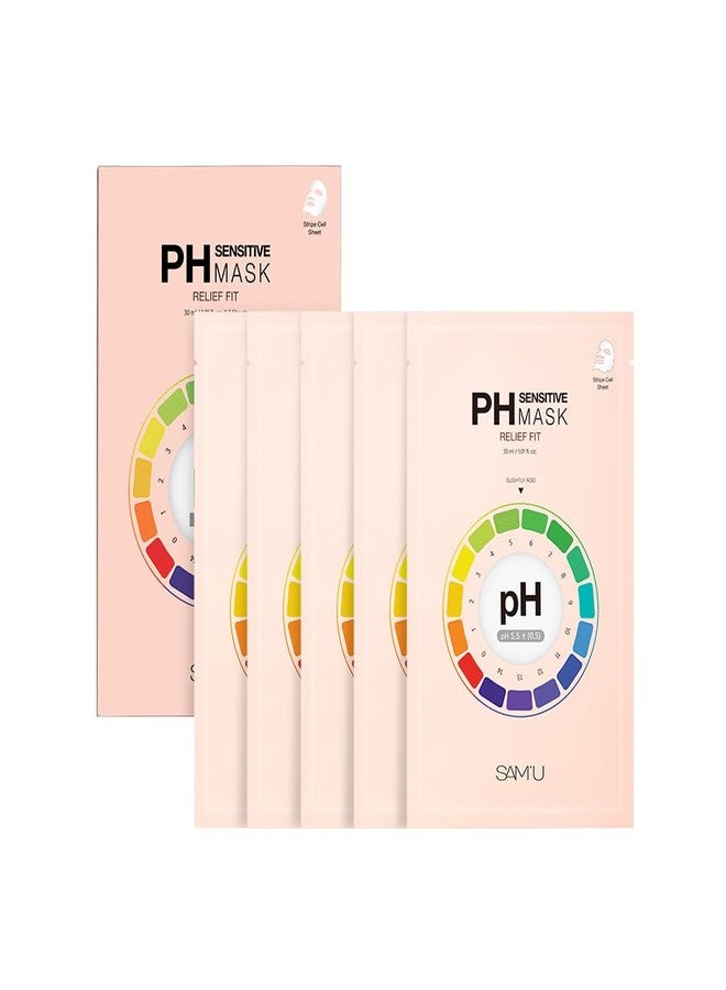 SAM'U SAM’U PH Sensitive Relief Fit Face Mask – Redness-Reducing & Calming Vegan Sheet Mask with 5 Cica Complex and Tea Tree, Soothing Travel-Friendly Korean Skincare (5 Sheets) - Image 1